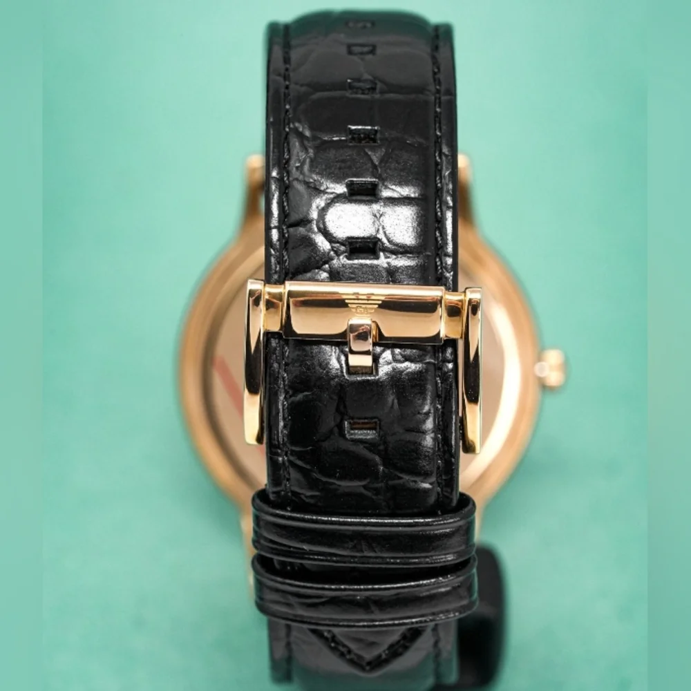 Emporio Armani Renato AR2425 43mm Large Black Dial Gold Tone Men's Watch - Picture 14 of 15